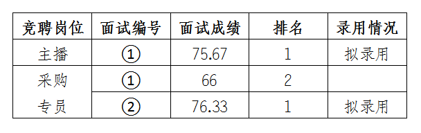 安徽大別山鄉(xiāng)村振興產業(yè)發(fā)展有限公司競聘工作人員面試結果公示